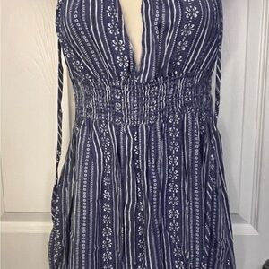 Shoreline Navy and White Backless Dress